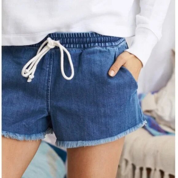 Aerie Pull On Denim Drawstring Shorts Size M - Picture 1 of 8